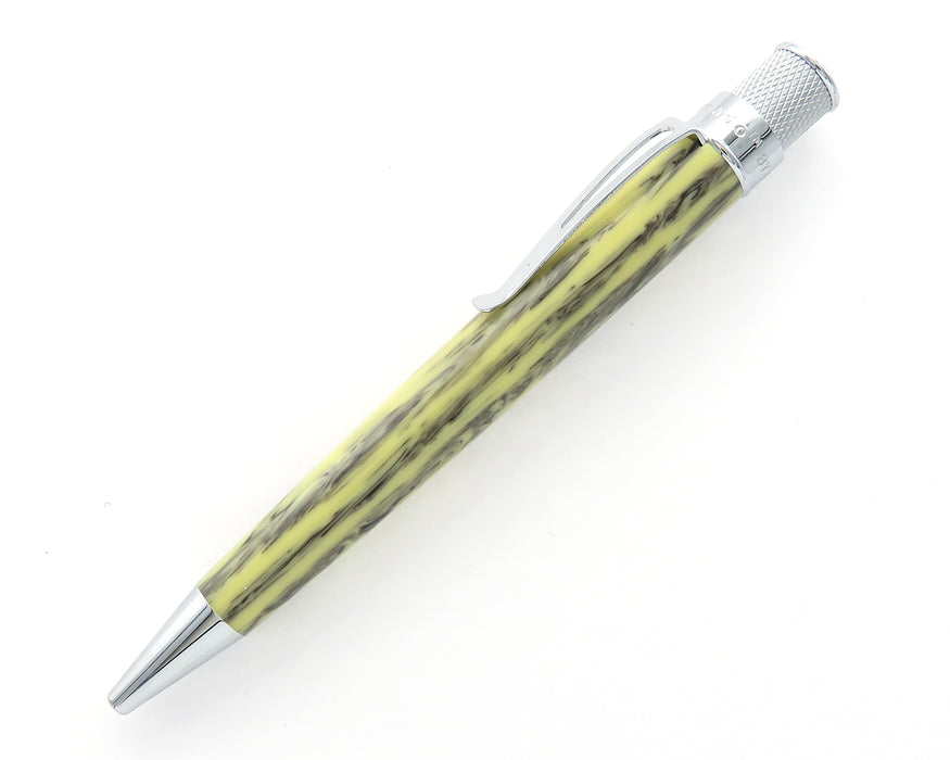 Retro51 Tornado PROOF - Ivory Acrylic with Black Stripes with Chrome Trim Ballpoint Pen