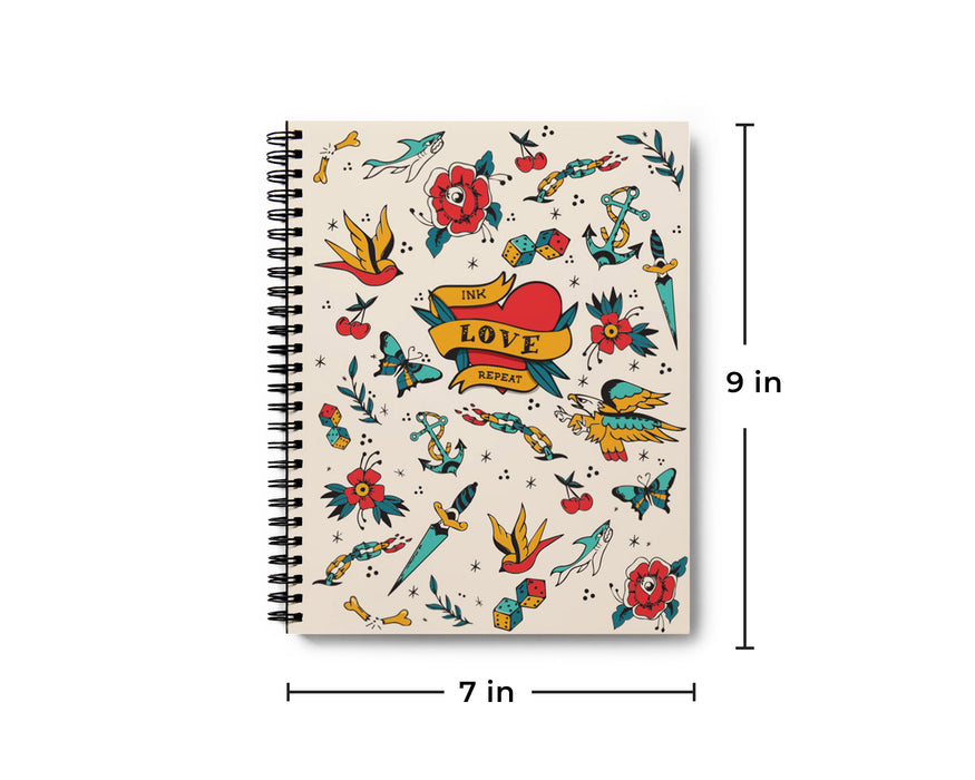 Ink-Love-Repeat Medium Spiral Sketchbook